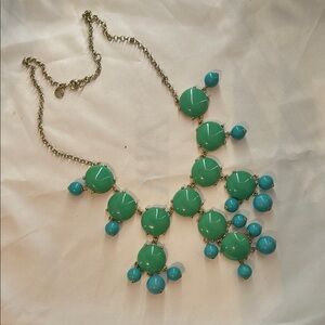 J. Crew Green and Blue Statement Necklace with Cluster Design
